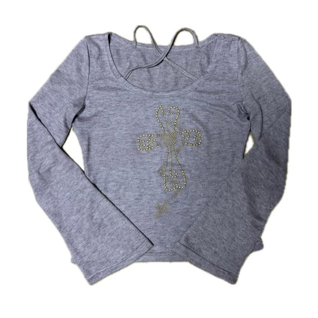 Y2K 십자가 큐빅 롱슬리브