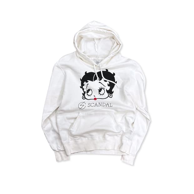 Betty Boop, White Printed Hoodie