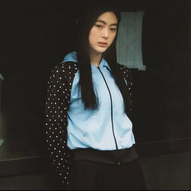 오헤시오 도트 투톤 집업 블루