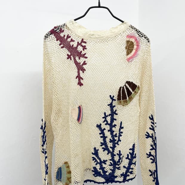 언더더씨 자수 크로셰 탑🦀🐙🐡🐬🐚