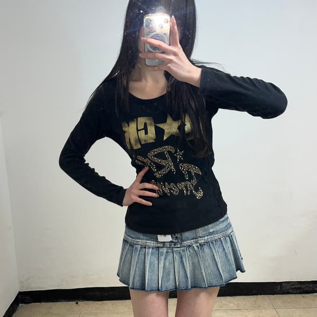 락 펑크 골드 래터링 롱슬리브