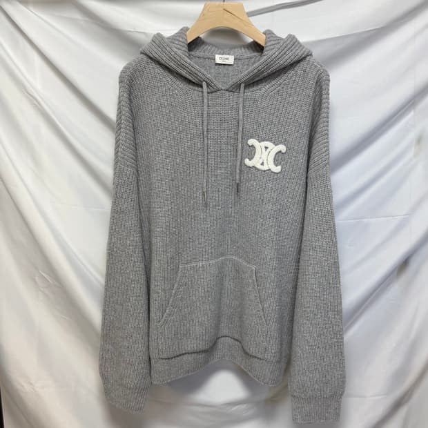 [S+급/2XL] 24FW 셀린느 트리옹프 리브드 울 니트 후드티