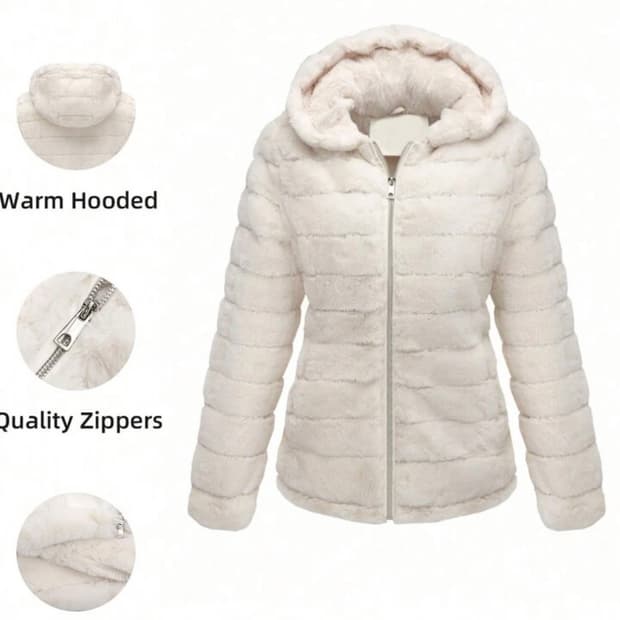 쉬인 아이보리 후드 퍼자켓 퍼재킷 코트