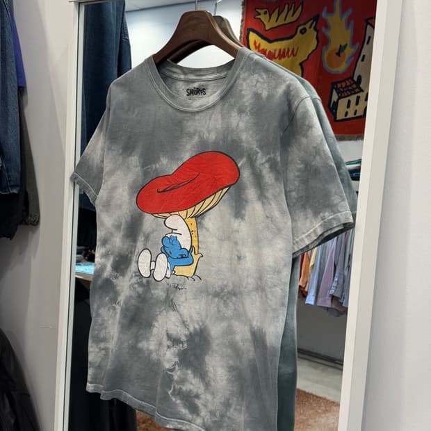 Smurfs 스머프 타이다이 카툰 반팔 티셔츠