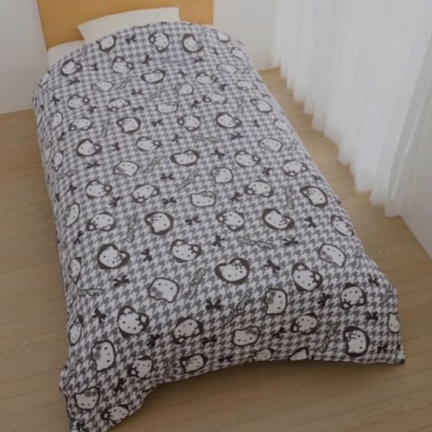 미개봉) 헬로키티 모노톤 체크 리본 키티 이불 커버 블랙 산리오 y2k