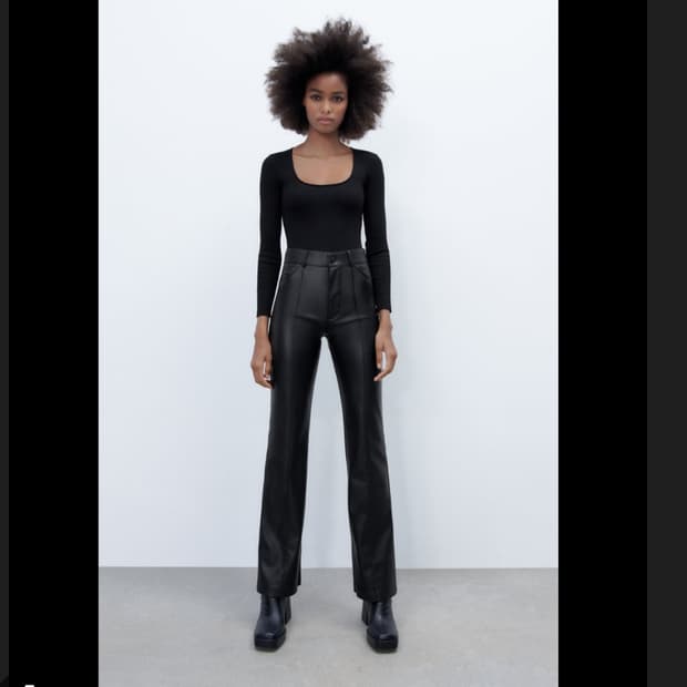 XS) ZARA 자라 에코 레더 부츠컷 팬츠 바지