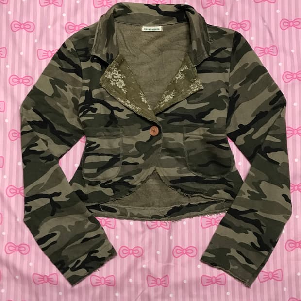 silentworth 카모 레이스 원버튼 자켓 오리엔탈