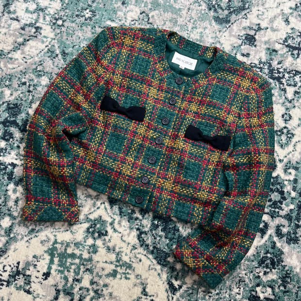 Vivid Boutique Jpn 비비드 트위드 체크 크롭 자켓