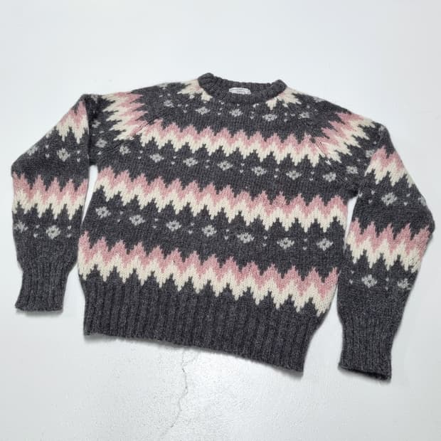 90s Wool Rich 노르딕 스웨터 - M