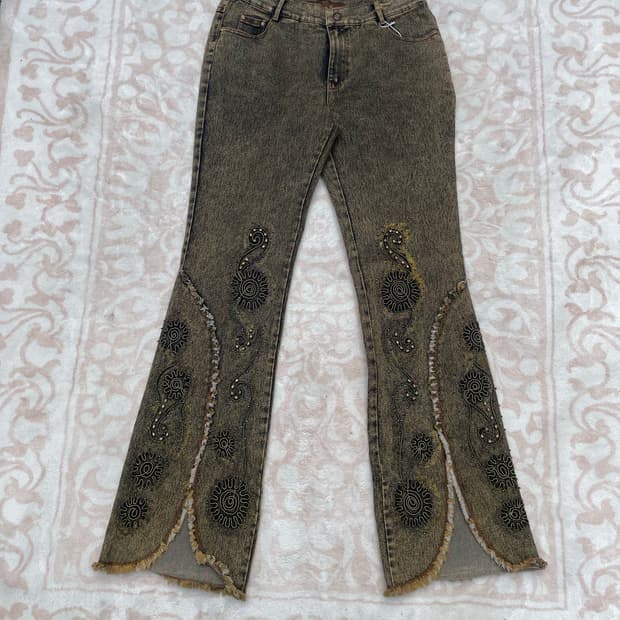Vintage Hippie Western Flare Denim Pants