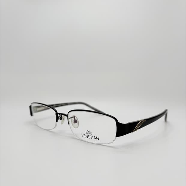 VENETIAN 블랙 직사각 반무테 
