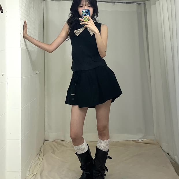 버버리 체크리본 슬리브 버버리 랩 치마바지