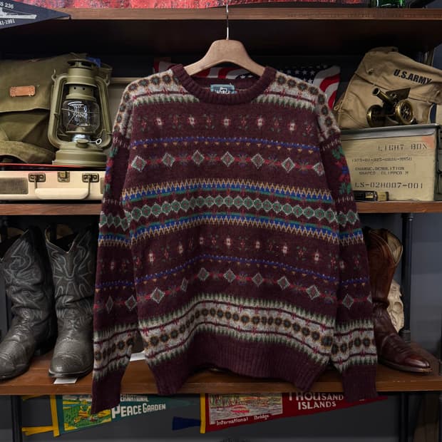 90s 울리치 헤비 울 네이티브 패턴 짜임 빈티지 에스닉 패턴 니트