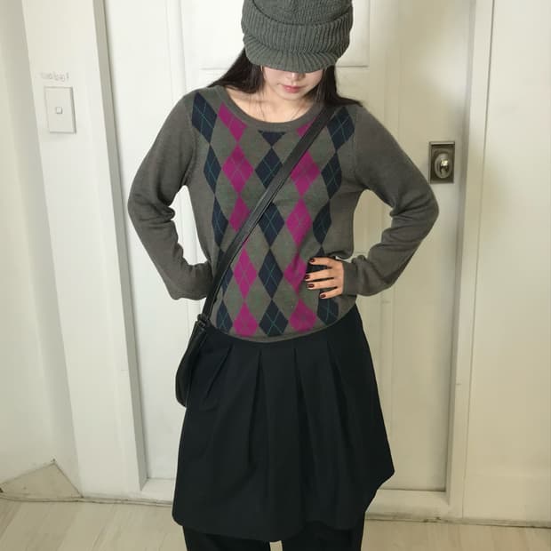 아가일 패턴 니트