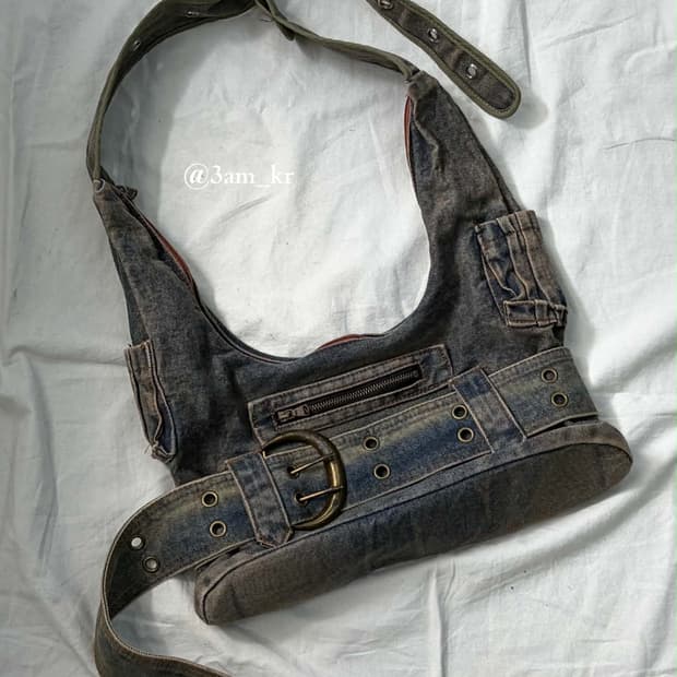 Vintage Denim Belt Shoulder Bag