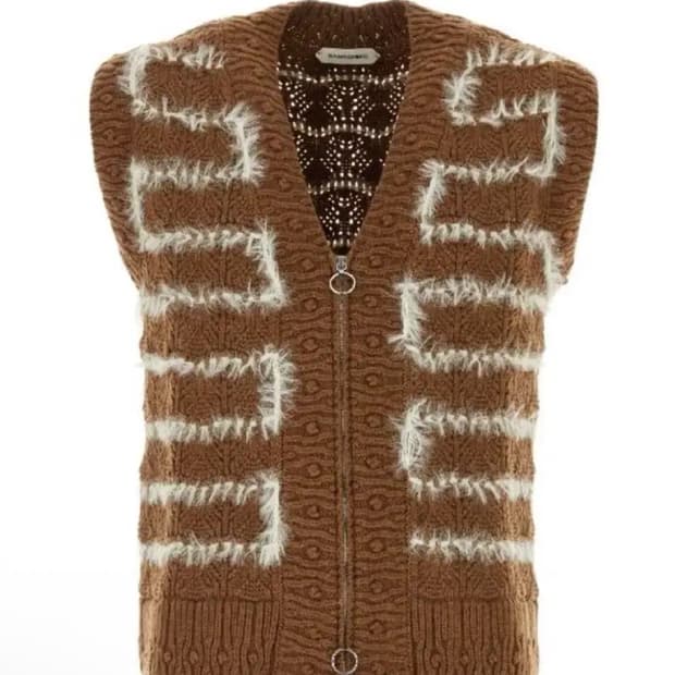 나마체코 슬리브리스 니트 베스트 M브라운