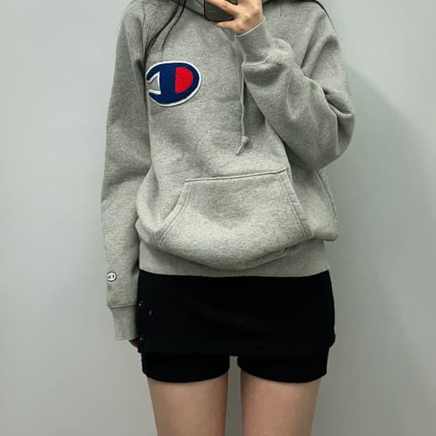 챔피온 덤블로고 그레이 후드티