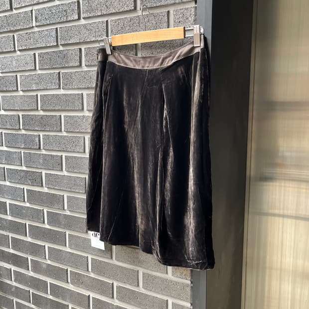 des pres 벨벳 스커트 브라운