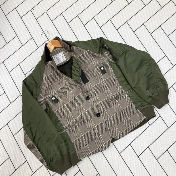 남성 95 / 사카이 패치워크 크롭 블레이저 블루종