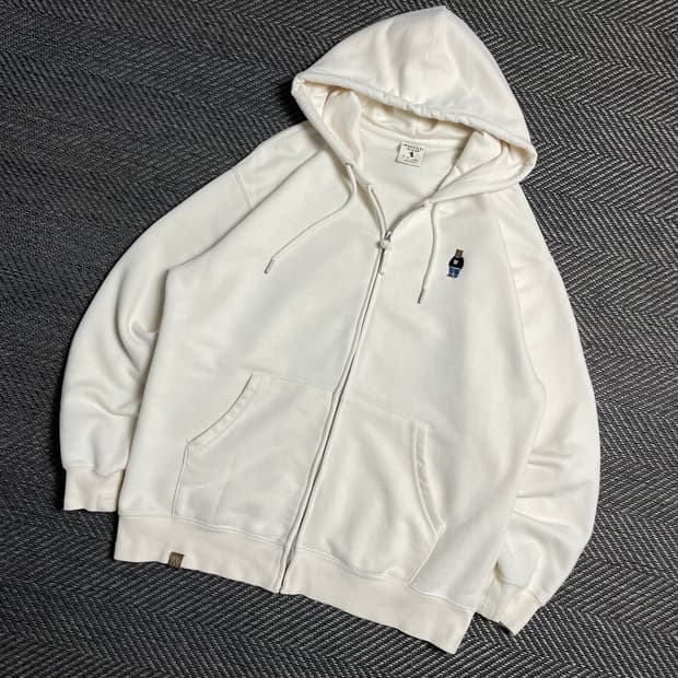 후아유 자수 아이보리 박시핏 후드집업y 5178