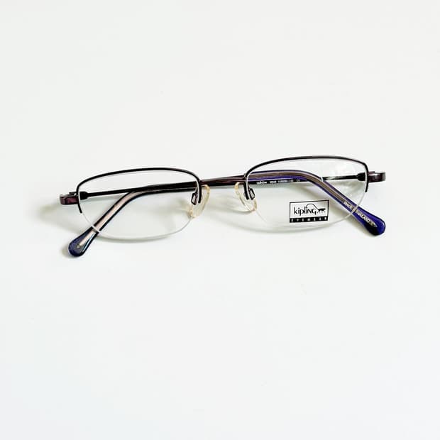 90s KIPLING 퍼플 스퀘어 메탈 반무테 빈티지 안경