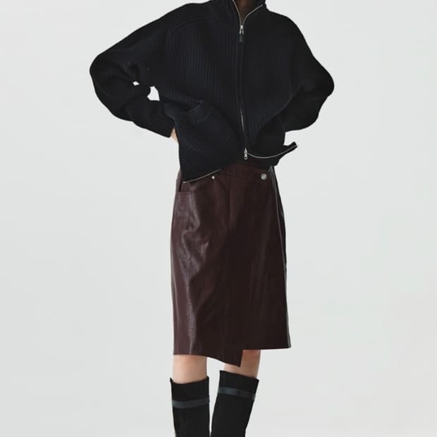킴마틴 레더 랩 스커트
