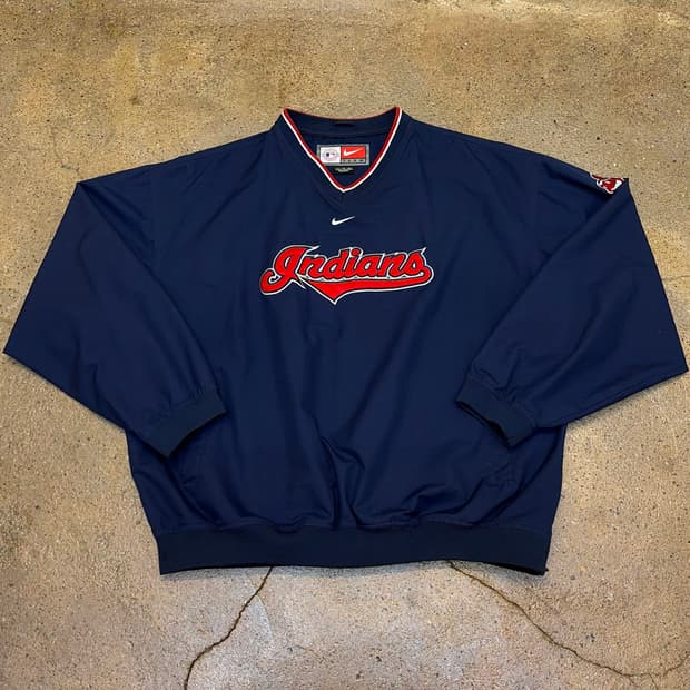 새상품급 00s 미국 빈티지 나이키 클리브랜드 인디언스 풀오버 바람막이