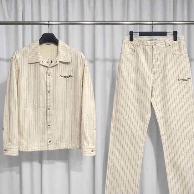 [정품] 디올 꾸뛰르 스트라이프 로고 자수 셋업