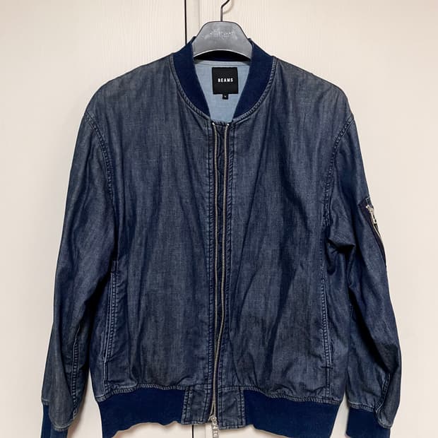Beams 빔즈 데님 봄버 자켓 L