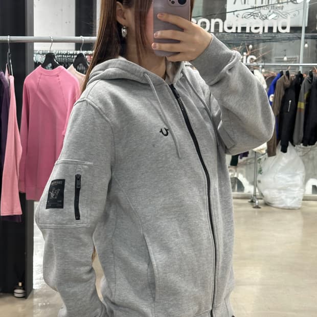 트루릴리전 포켓 패치로고 후드집업