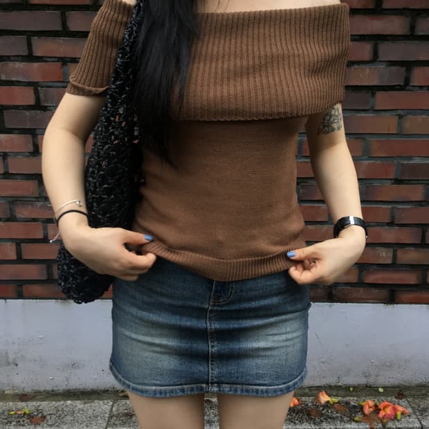 아워캐비넷 포켓 데님 미니스커트 (L)(미시착)