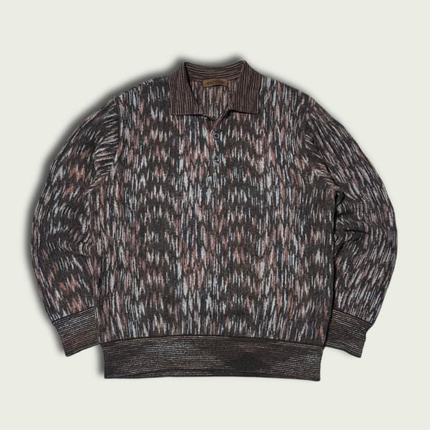 빈티지 캐시미어 패턴 카라 니트