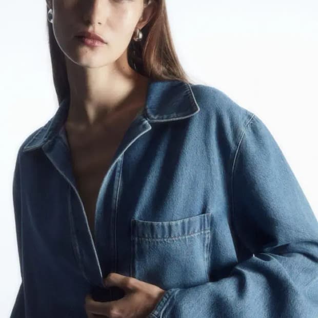 Cos 웨스턴 스타일 데님 러플탑 워싱블루  EUR 36사이즈