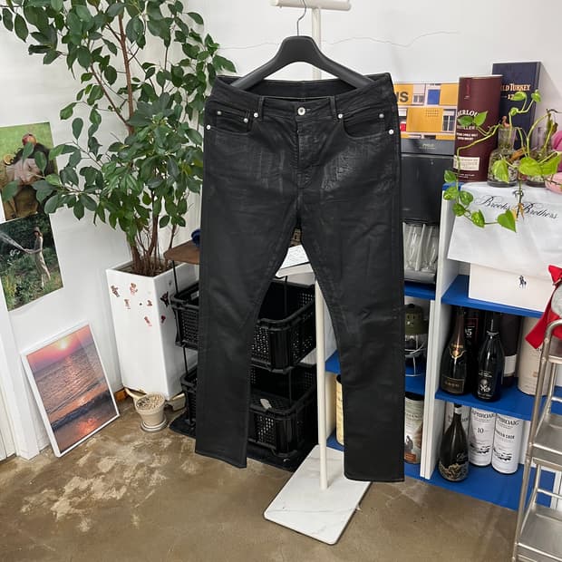 릭오웬스 디트로이트 컷 코팅진 32