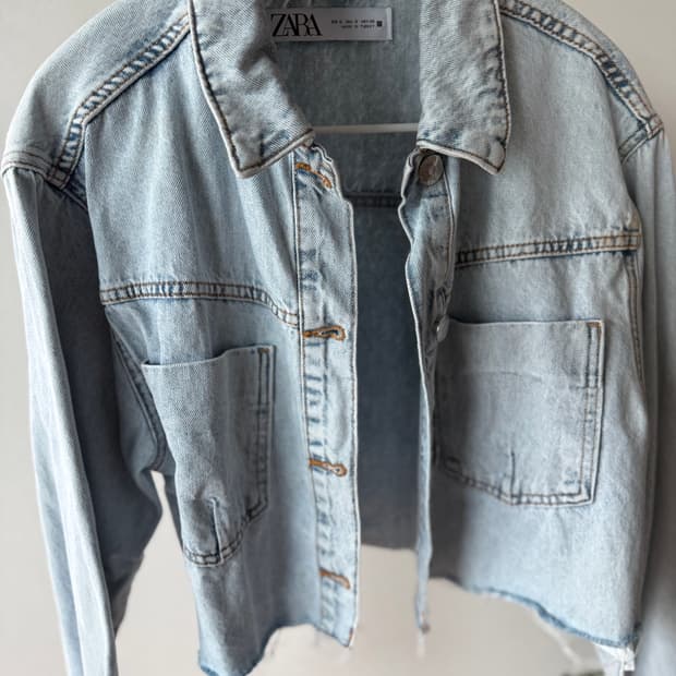 자라 연청 데님 크롭 자켓 S