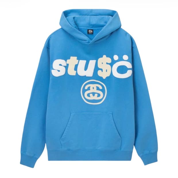 [L]스투시 x CPFM 8볼 피그먼트 다이드 후드 블루