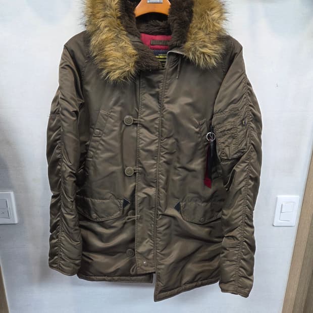 알파인더스트리 퍼 파카 패딩 m 브라운 