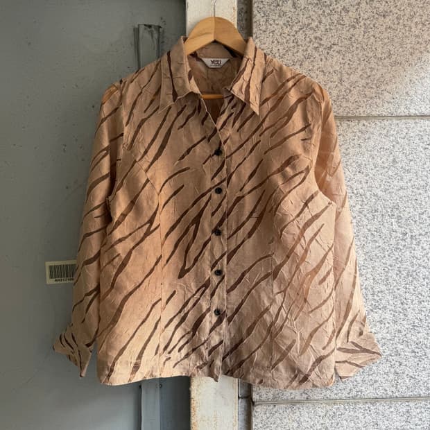 VTG JPN 우드 망사 패턴 셔츠