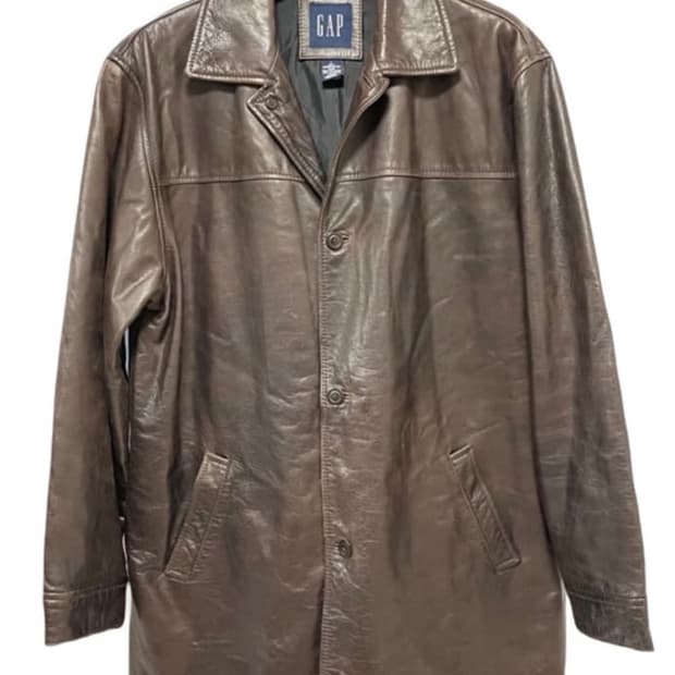 올드 갭 레더 카코트 브라운 XL