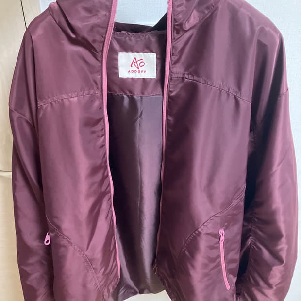 애드오프 버건디 바람막이 윈드브레이커 후드점퍼 자켓