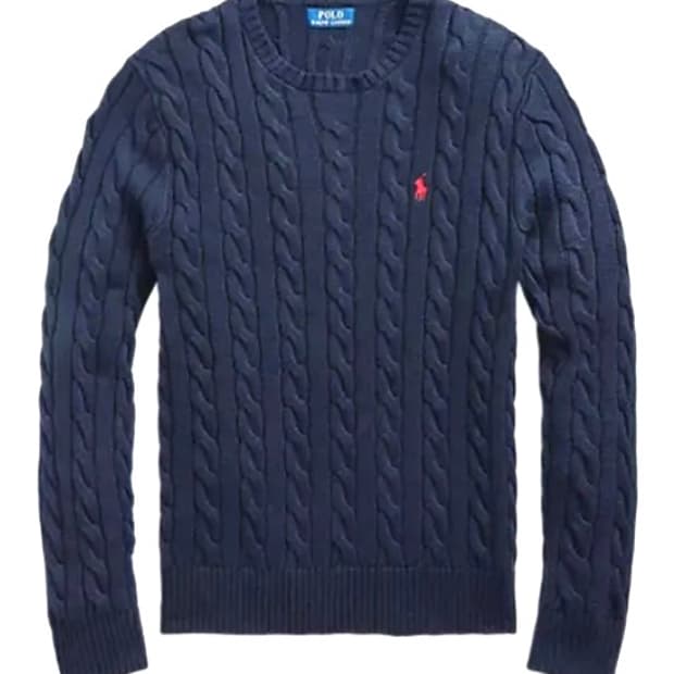 폴로랄프로렌 라운드넥 꽈배기 니트