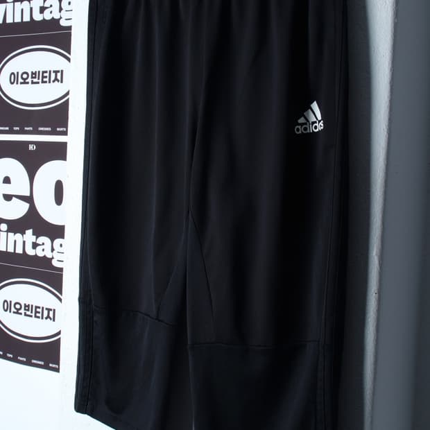 (L-XL) 아디다스 반바지 팬츠 7부 밴딩 블랙 올드스쿨-P9840