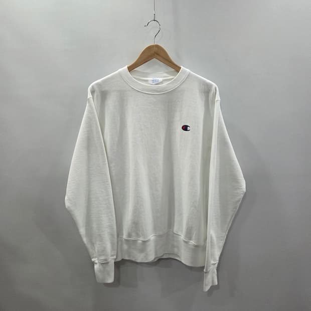 챔피온 블루택 리버스위브 기모 맨투맨 화이트 M