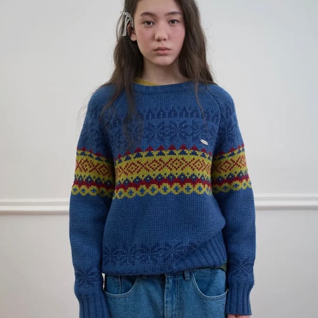 노컨텐츠 노르딕 패턴 스웨터 _ 블루