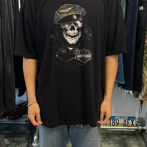 [2XL] 할리데이비슨 USA 스컬 Hangtown 그래픽 반팔 티셔츠