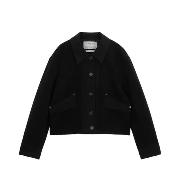 마뗑킴 KNIT MIXED TRUKER JACKET BLACK