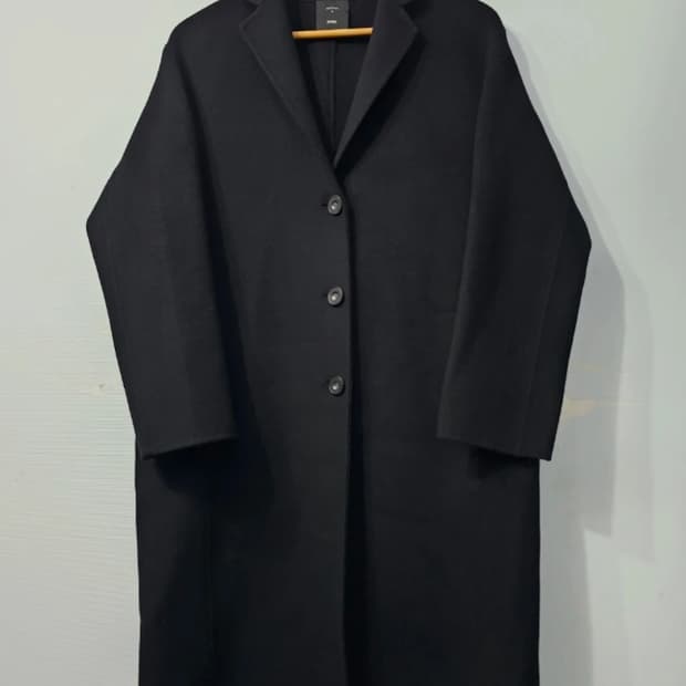 한섬 시스템 SYSTEM 캐시미어 블랙 오버핏 롱코트 ~66