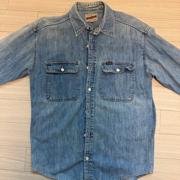 90s 빈티지 랭글러(Wrangler) 복각 워크 데님 셔츠 (M)