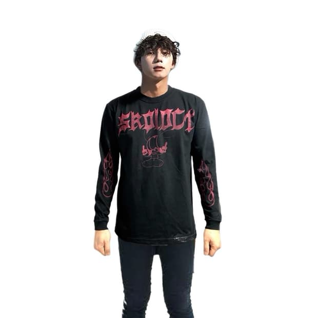 Skoloct 쌍 퍽유 🖕🏻🖕🏻핑크로고 블랙/ 핑크 롱슬리브