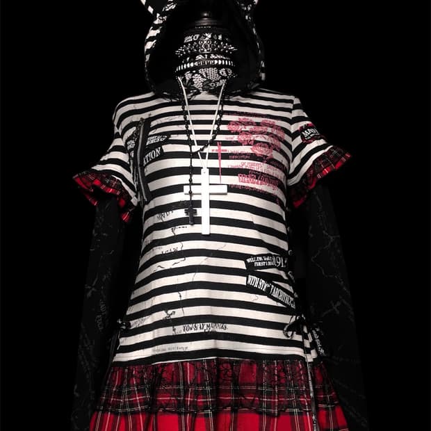 MAD PUNKS 매드 펑크 네코 고양이 귀 스트라이프 줄무늬 체크 후드